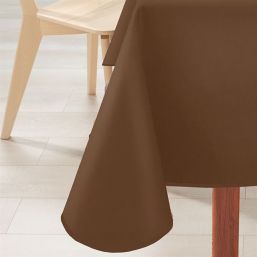 Tablecloth anti-stain rectangular smooth brown with bias tape