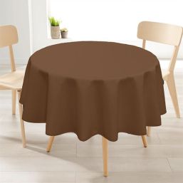 Tablecloth anti-stain round smooth brown