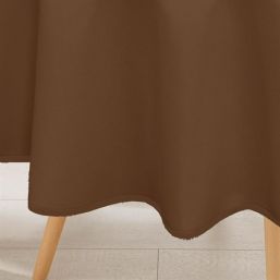 Tablecloth anti-stain round smooth brown with bias tape