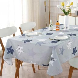 Tischdecke Anti-Flecken grau mit Sternen | Franse Tafelkleden