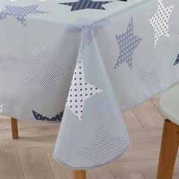 Tablecloth anti-stain gray with stars | Franse Tafelkleden