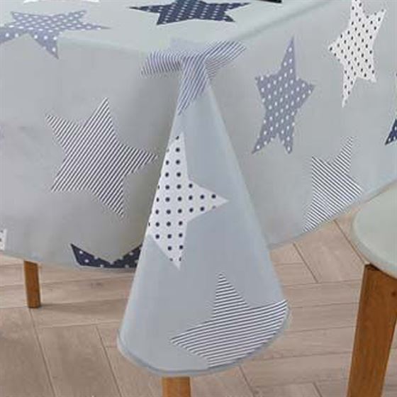 Nappe de table anti tache grise à étoiles | Franse Tafelkleden