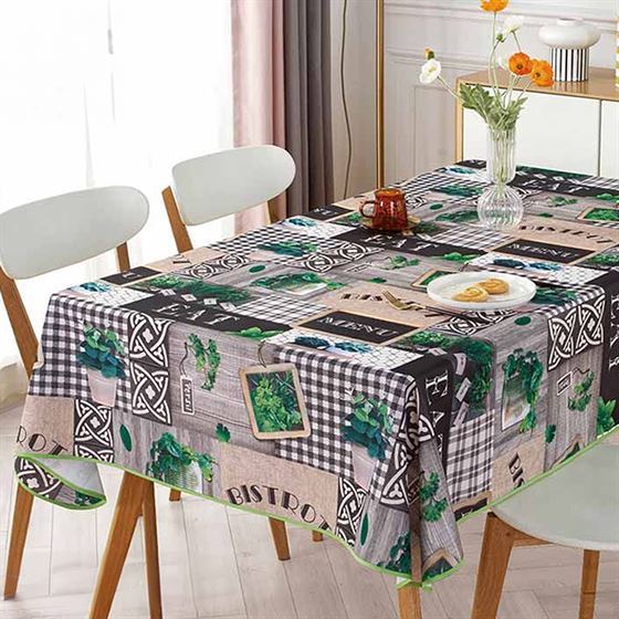 Tablecloth anti-stain checkered bistro rectangle