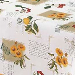 Tischdecke Anti-Flecken Ecru mit Sonnenblume | Franse Tafelkleden