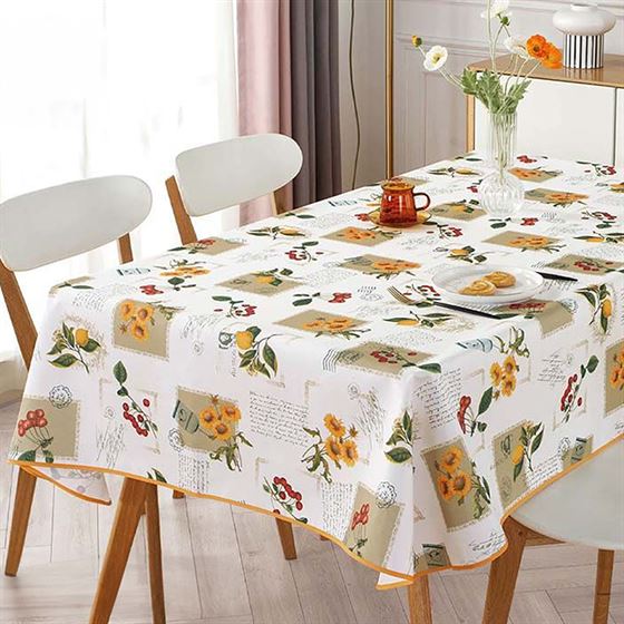 Tablecloth anti-stain ecru with sunflower