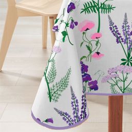 Nappe de table anti tache écru lavande | Franse Tafelkleden