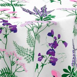Tablecloth anti-stain ecru lavender | Franse Tafelkleden