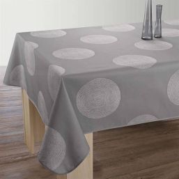 Nappe de table anti tache grise avec cercles | Franse Tafelkleden