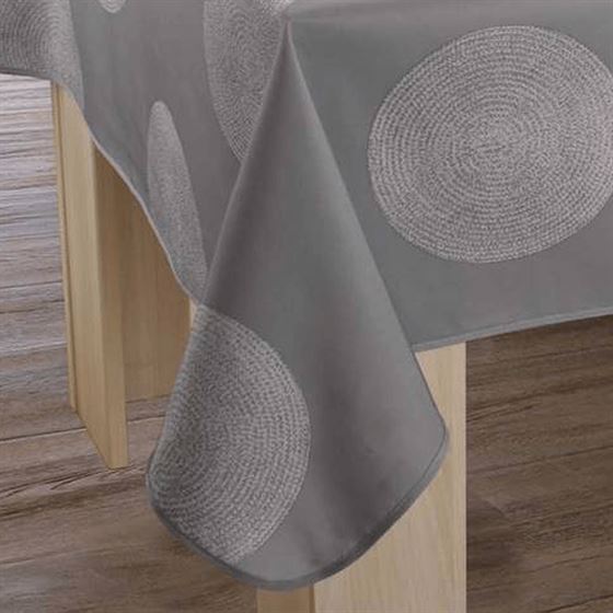 Nappe de table anti tache grise avec cercles | Franse Tafelkleden