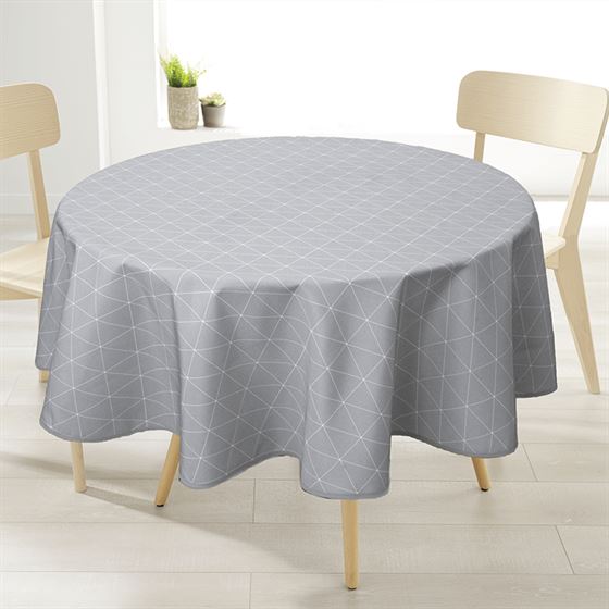 Tablecloth anti-stain gray geo | Franse Tafelkleden