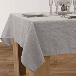 Nappe de table anti tache satin froissé gris argenté | Franse Tafelkleden