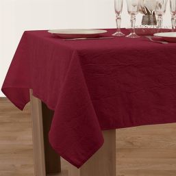 Tablecloth anti-stain silver Bordeaux crinkle satin