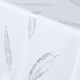 Tablecloth Christmas white with silver feather | Franse Tafelkleden