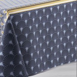 Tablecloth anti-stain blue with arcs | Franse Tafelkleden