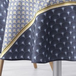 Tablecloth anti-stain blue with arcs | Franse Tafelkleden