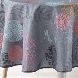 Tablecloth anti-stain anthracite dragonfly | Franse Tafelkleden