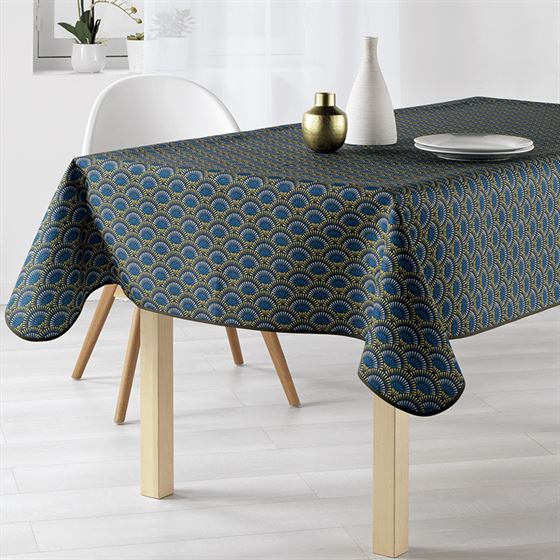 Tischdecke Anti-Fleck blaue, gelbe Bögen | Franse Tafelkleden