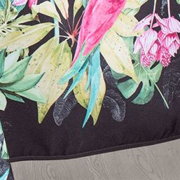 Tablecloth anti-stain black, tropical parrot | Franse Tafelkleden