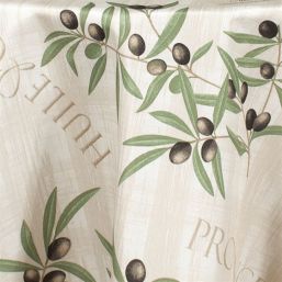 Tischdecke Anti-Fleck ecru mit oliven | Franse Tafelkleden