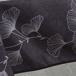 Tablecloth anti-stain black, gray Ginkgo | Franse Tafelkleden