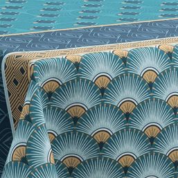 Französische Tischdecken - Polyester Antiflecken Tischtuch in Blau & Grün