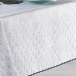 Tablecloth anti-stain ecru with Ginkgo | Franse Tafelkleden
