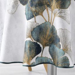 Tablecloth anti-stain ecru with Ginkgo | Franse Tafelkleden