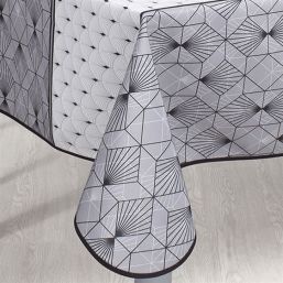 Nappe de table anti tache blanc, noir avec des arcs | Franse Tafelkleden