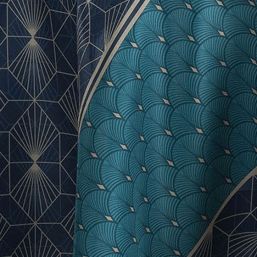 Tablecloth anti-stain blue, green with arcs | Franse Tafelkleden