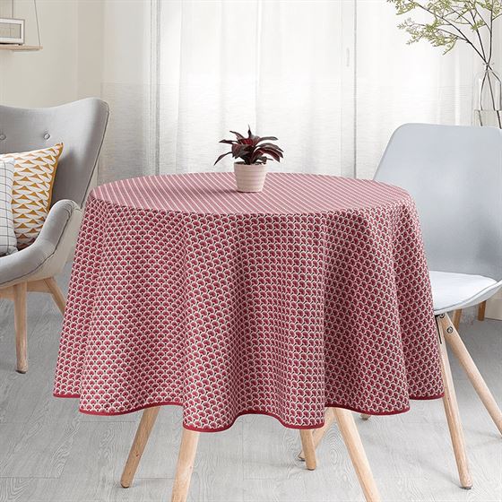 Tablecloth anti-stain red with small arcs | Franse Tafelkleden