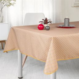 Französische Tischdecken - Gelbe Polyester-Tischdecke mit Pfauenfedern