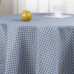 Tablecloth anti-stain blue with small arcs | Franse Tafelkleden
