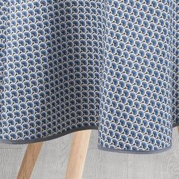 Tablecloth anti-stain blue with small arcs | Franse Tafelkleden