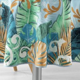 Nappe de table anti-tache jungle bleu ciel, toucan | Franse Tafelkleden