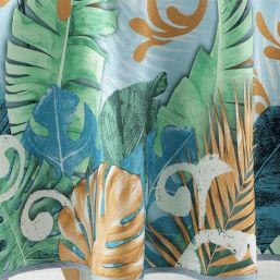 Tafelkleed anti-vlek hemelsblauw jungle, toekan | Franse Tafelkleden