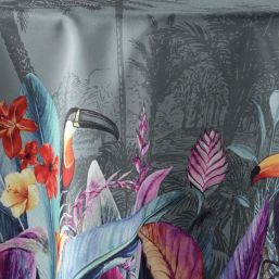 Tischdecke Anti-Fleck Anthrazit-Dschungel, Tukan | Franse Tafelkleden