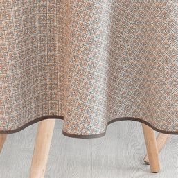 Tablecloth anti-stain beige checks | Franse Tafelkleden