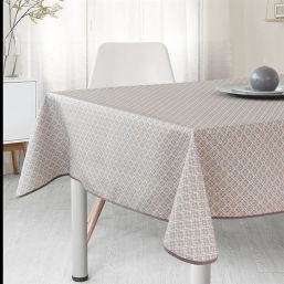 Tablecloth anti-stain beige checks