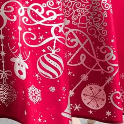 Nappe de table rouge avec imprimé de Noël argenté | Franse Tafelkleden