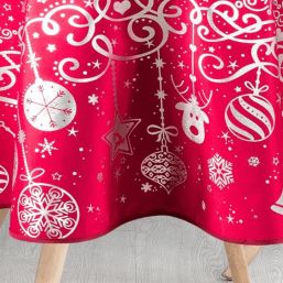 Nappe de table rouge avec imprimé de Noël argenté | Franse Tafelkleden