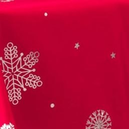 Tablecloth red Christmas tablecloth with silver snowflake | Franse Tafelkleden