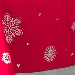 Nappe de table Noël rouge avec flocon de neige argenté | Franse Tafelkleden
