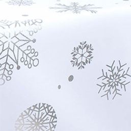 Tablecloth anti-stain white christmas with silver snowflake | Franse Tafelkleden