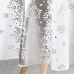 Tafelkleed anti-vlek witte kerst met zilveren sneeuwvlok | Franse Tafelkleden