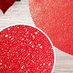 Placemat anti-stain vinyl round red | Franse Tafelkleden