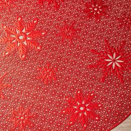 Set de table anti tache vinyle rond rouge avec des étoiles | Franse Tafelkleden