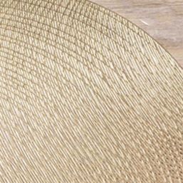 Placemat anti-stain vinyl round gold with lines | Franse Tafelkleden