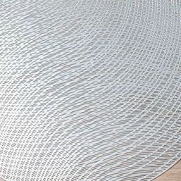 Tischset Anti-Fleck Vinyl rund Silber mit Linien | Franse Tafelkleden