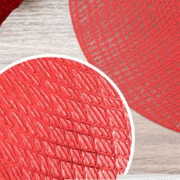 Placemat anti-stain vinyl round with lines | Franse Tafelkleden