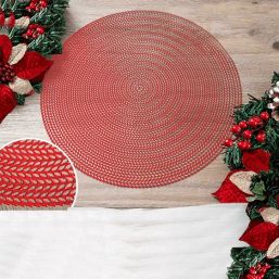Placemat anti-stain vinyl round red drop